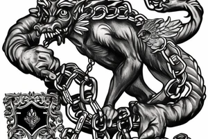 gargoyle with chains tattoo idea