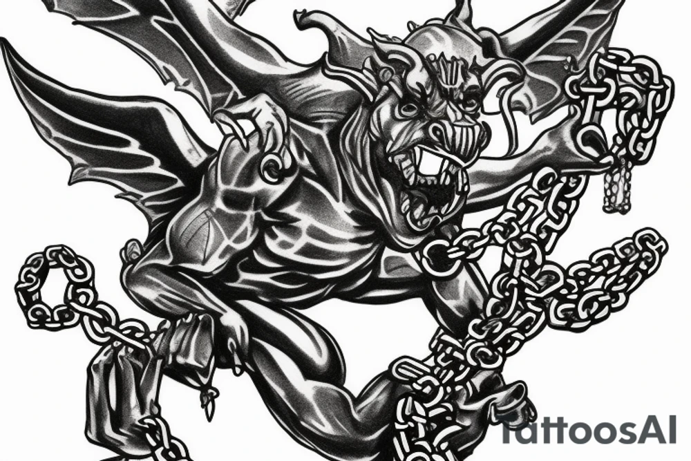 gargoyle with chains tattoo idea