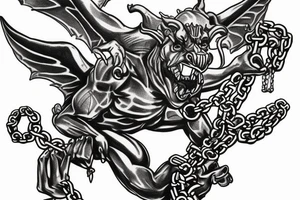 gargoyle with chains tattoo idea