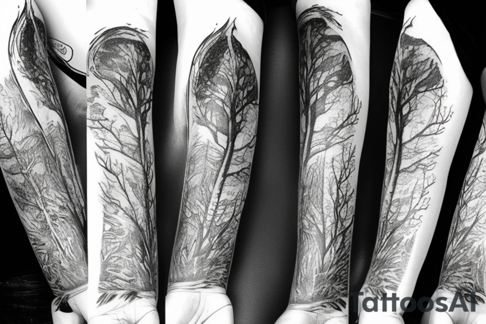 River in the woods tattoo idea