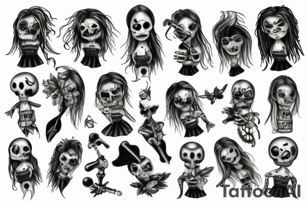 Voodoo dolls dark Gothic tattoo idea
