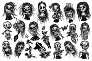 Voodoo dolls dark Gothic tattoo idea