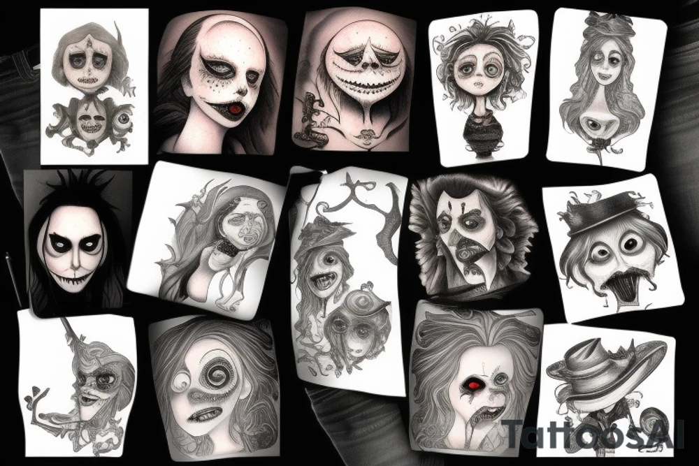 tim burton characters from movies tattoo idea