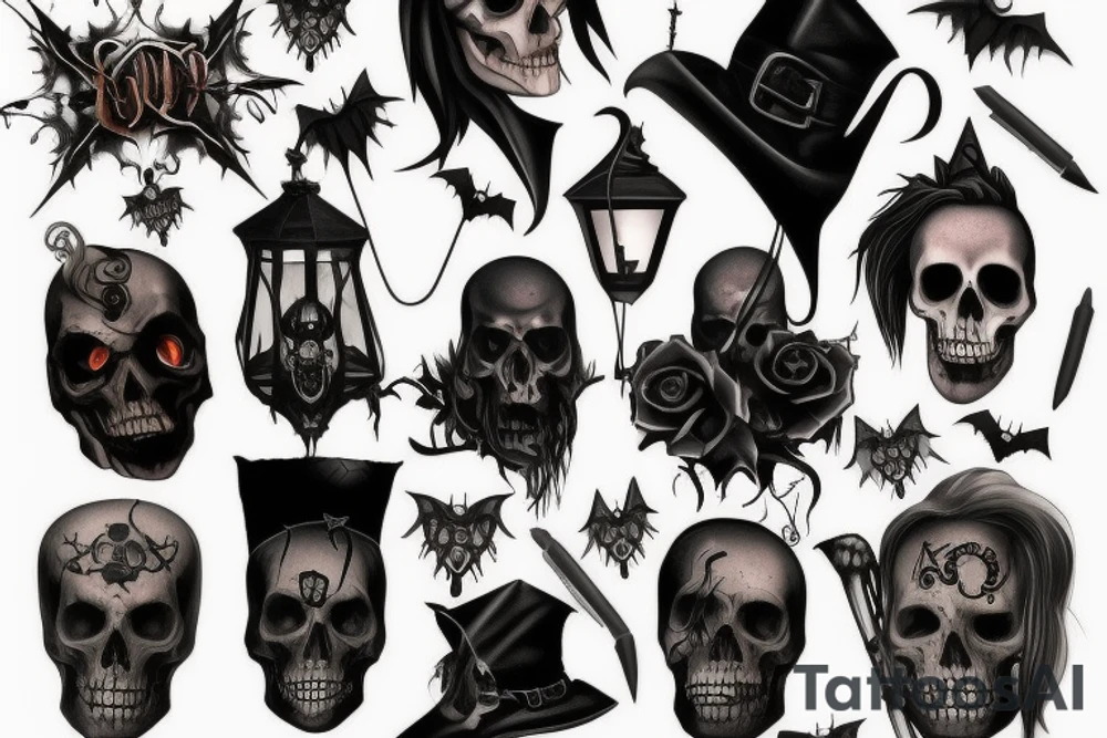 dark gothic halloween tattoo idea