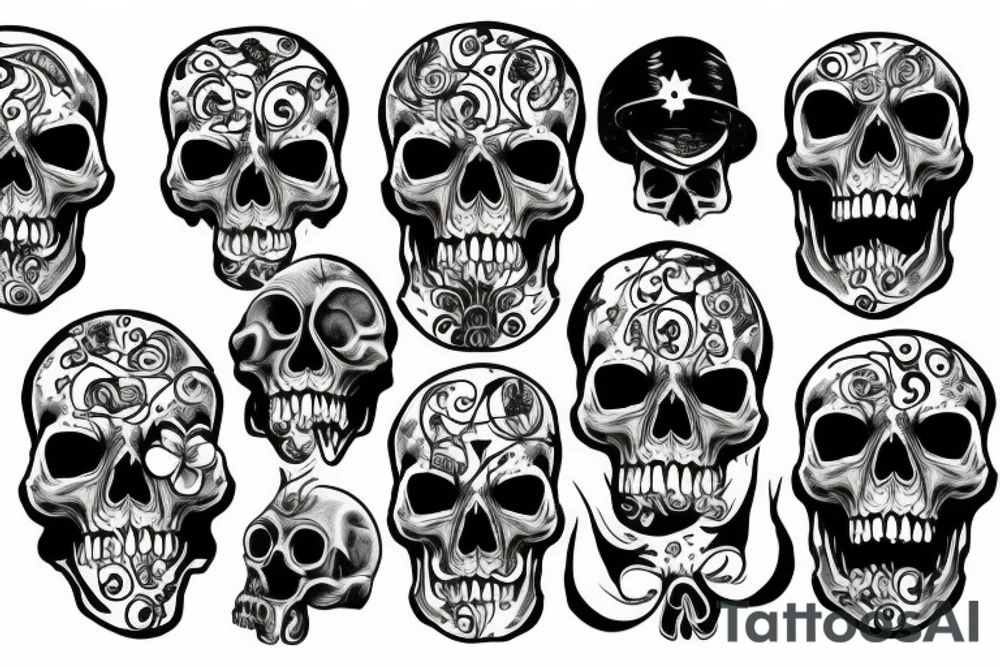 skull chilling tattoo idea