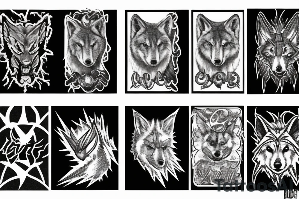 lightning, wolf tattoo idea