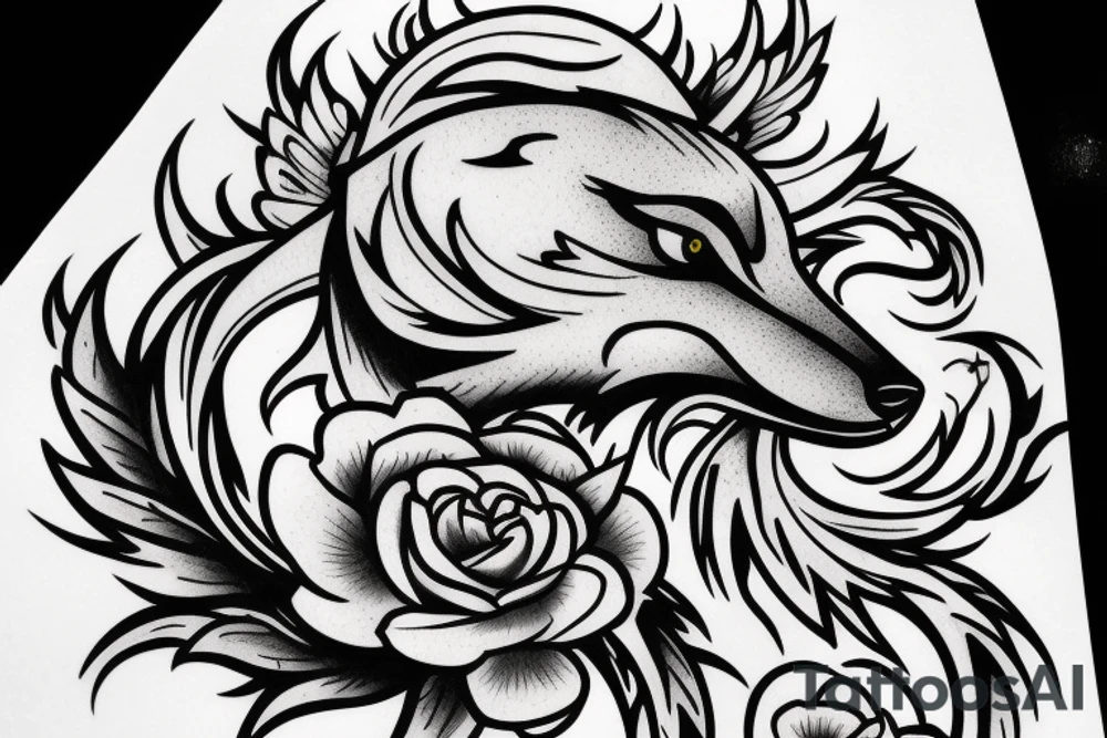 lightning, wolf tattoo idea