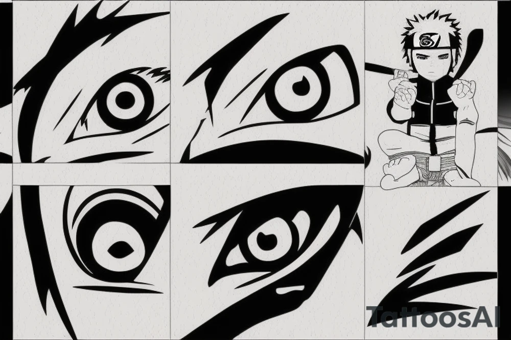 Crying young Kakashi's sharingan with a blurry effect like it's 3D tattoo idea