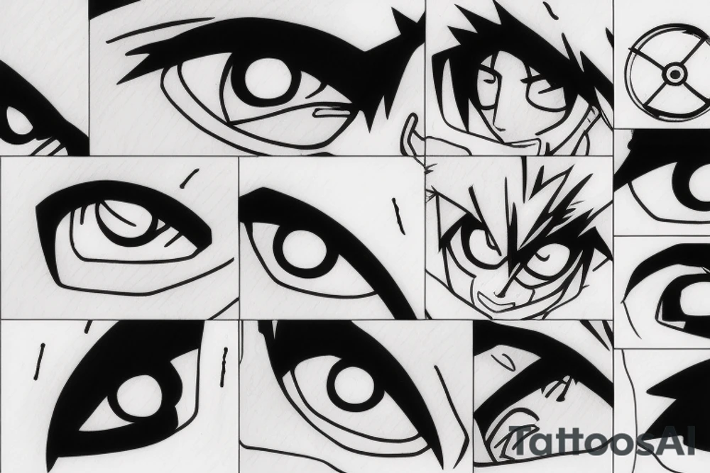 Crying young Kakashi's sharingan with a blurry effect like it's 3D tattoo idea