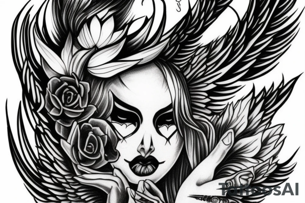 half angel half demon tattoo idea