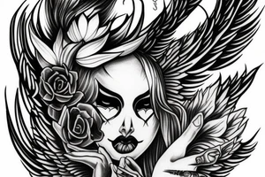 half angel half demon tattoo idea