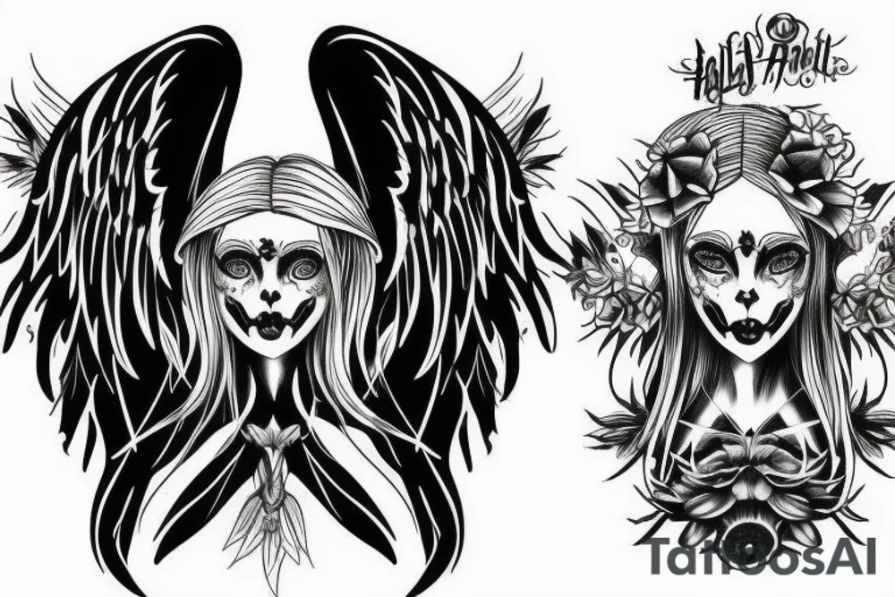 half angel half demon tattoo idea