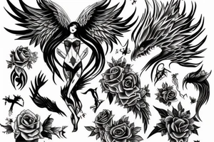 half angel half demon tattoo idea
