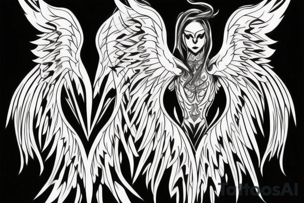 half angel half demon wings tattoo idea