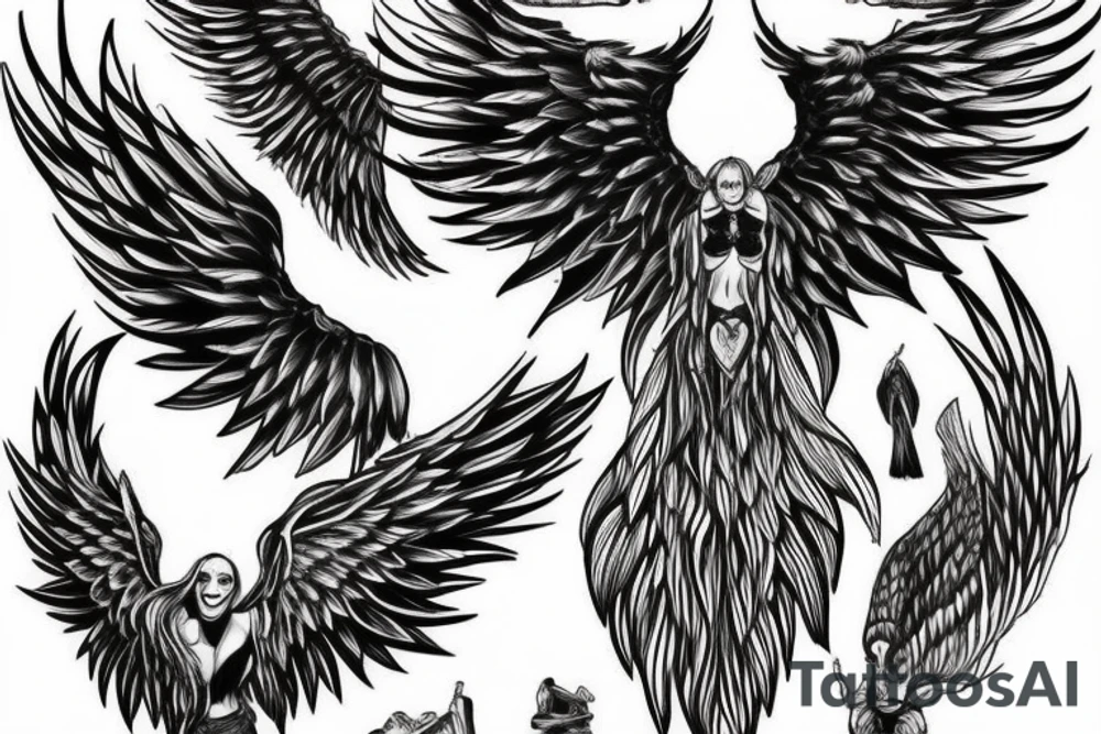 half angel half demon wings tattoo idea