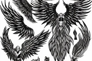 half angel half demon wings tattoo idea