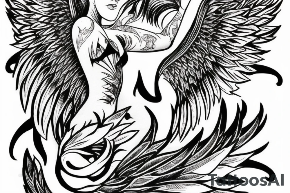 half angel half devil wings tattoo idea