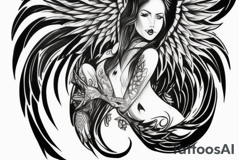 half angel half devil wings tattoo idea