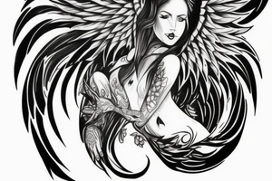 half angel half devil wings tattoo idea