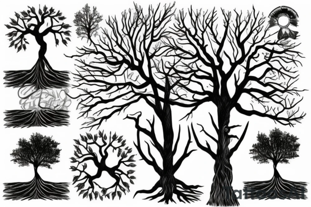 Tree with roots tattoo idea