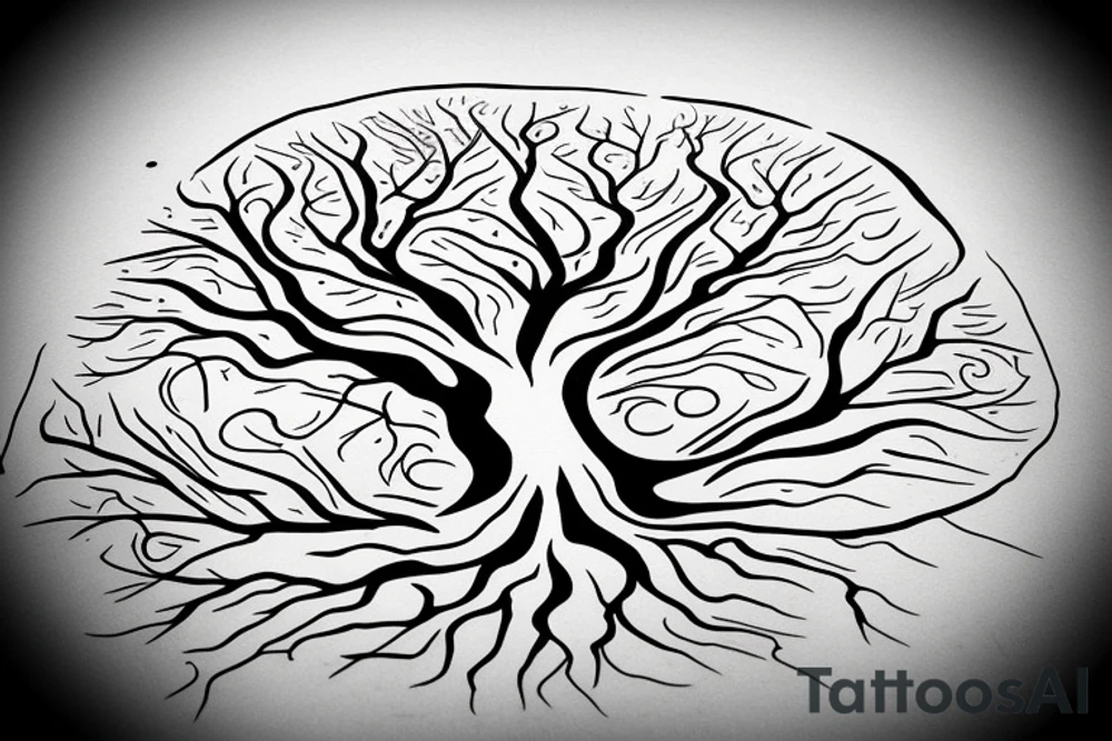Tree with roots in circle tattoo idea