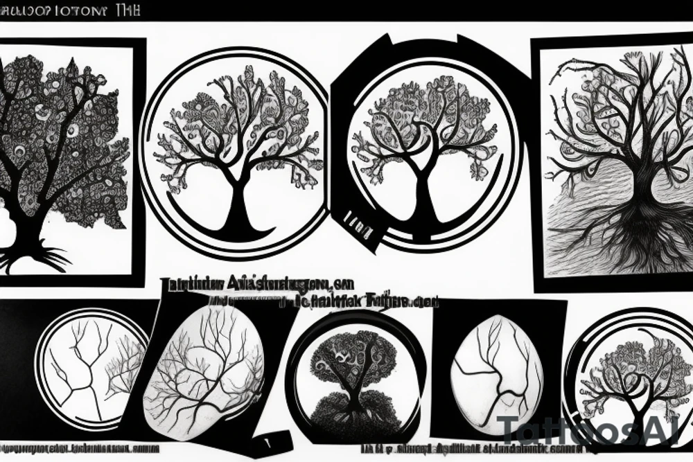 Tree with roots inside circle tattoo idea