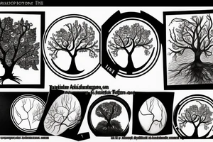 Tree with roots inside circle tattoo idea