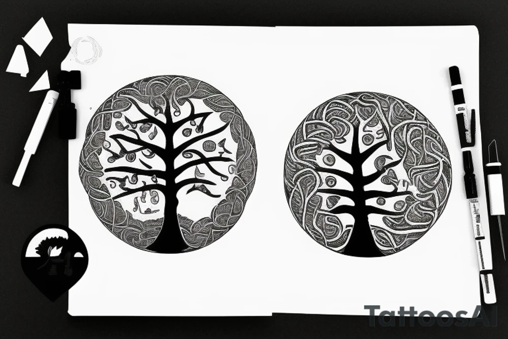 Tree inside circle tattoo idea