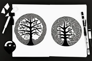 Tree inside circle tattoo idea