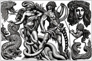 Perseus with medusa and hercules with the hydra tattoo idea