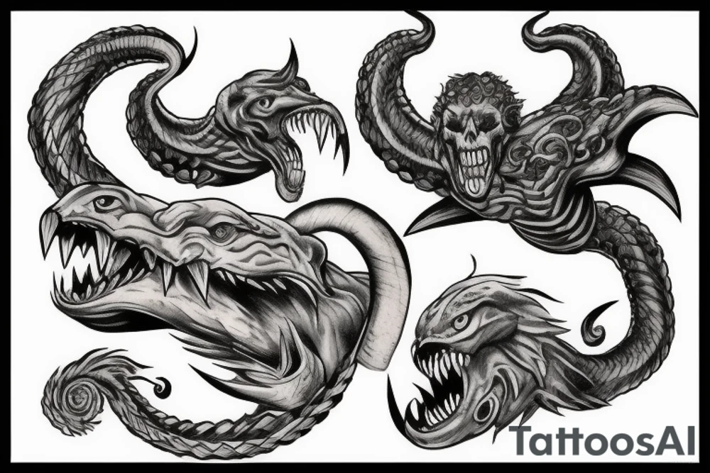 Hercules fighting hydra tattoo idea
