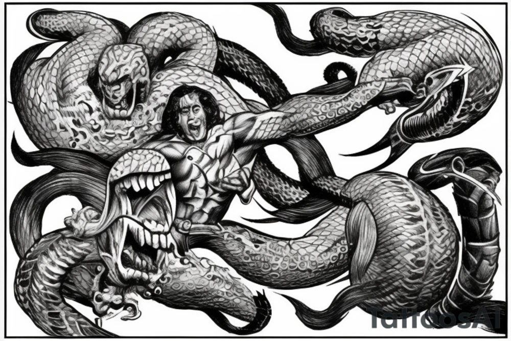 Hercules fighting hydra tattoo idea