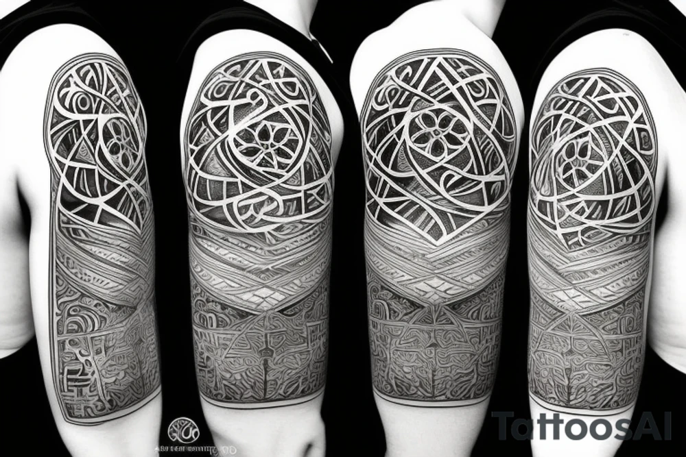 Human face over tree of life connected to the universe tattoo idea