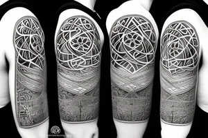 Human face over tree of life connected to the universe tattoo idea