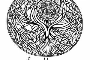 Human face over tree of life connected to the universe tattoo idea