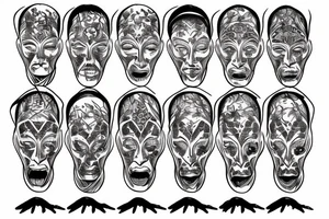 Human face over tree of life tattoo idea