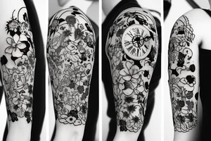 a clock with flowers instead of numbers tattoo idea
