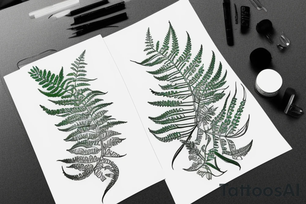 the number 1506 is entwined with a fern tattoo idea