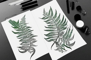 the number 1506 is entwined with a fern tattoo idea