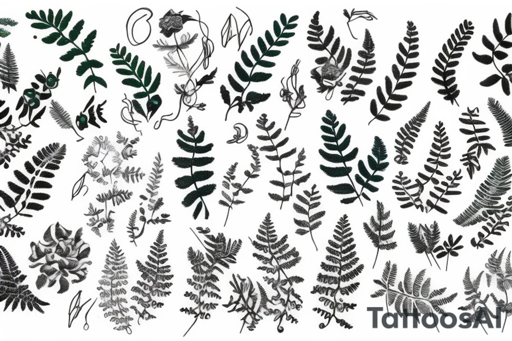 the number 1506 is entwined with a fern tattoo idea