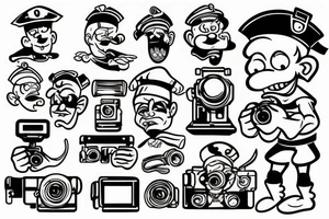 popeye the sailor holding a video camera in his hand tattoo idea