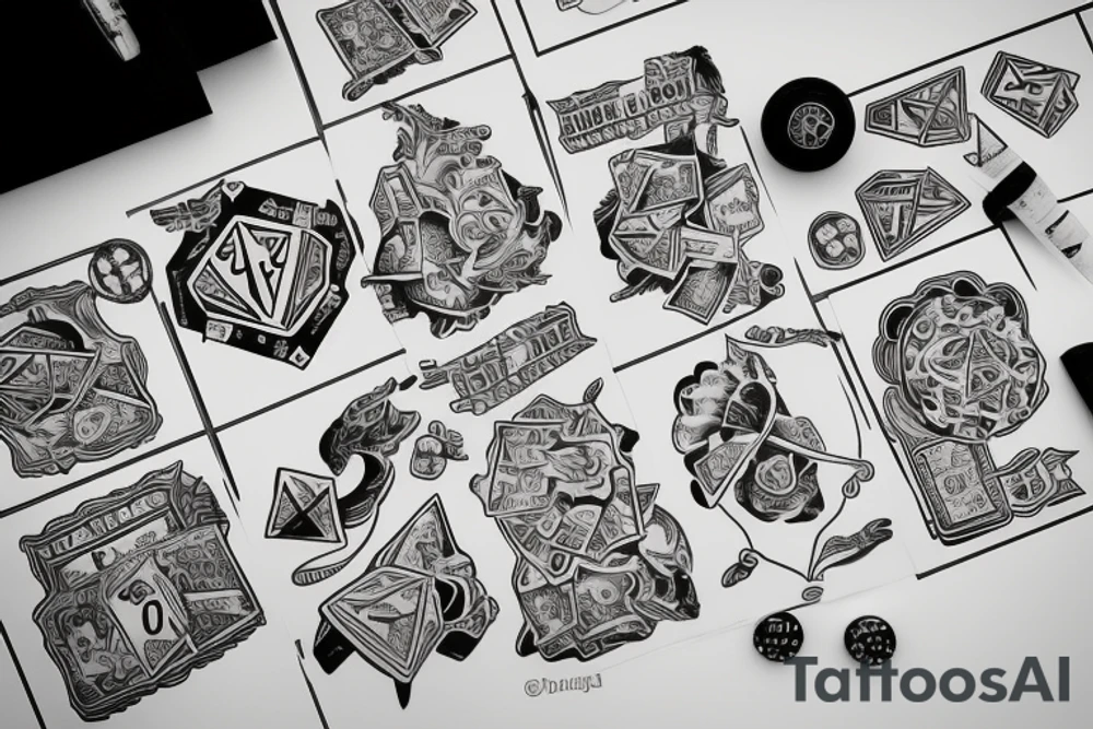 3 rolling dice with a caption "lucky day" tattoo idea