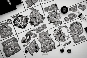 3 rolling dice with a caption "lucky day" tattoo idea