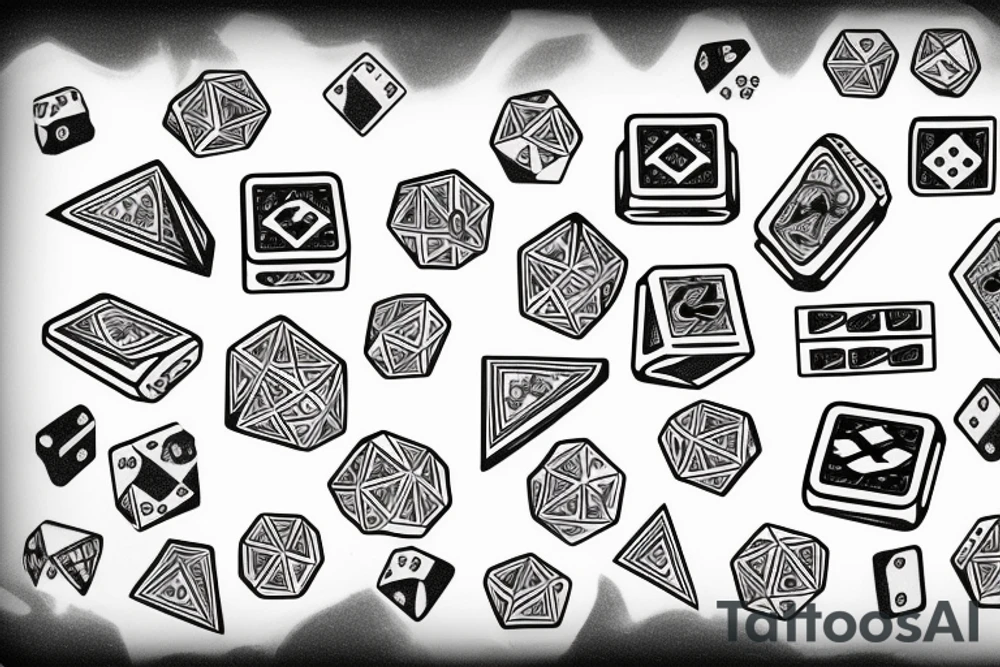 3 rolling dice with a caption "lucky day" tattoo idea