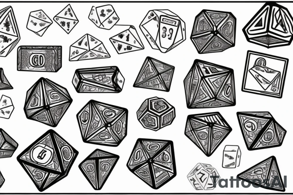 3 regular rolling dice tattoo idea