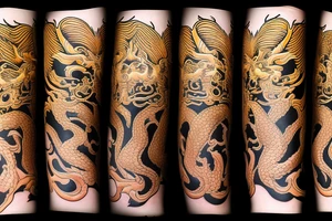 Golden dragon in love with Golden eagle tattoo idea