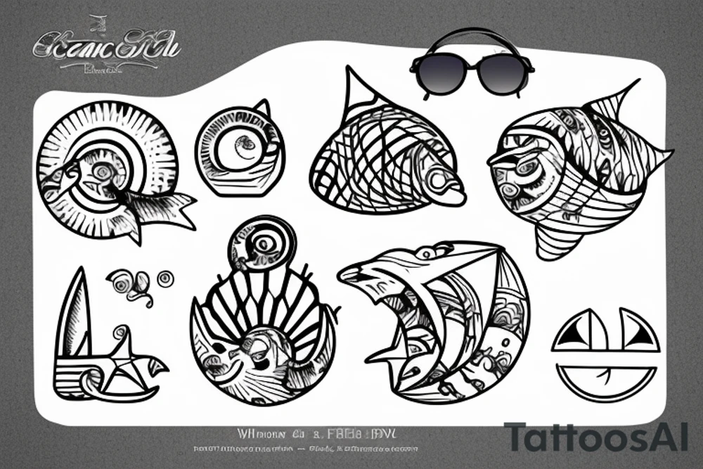 Ratchet style with the topic ocean and beach tattoo idea