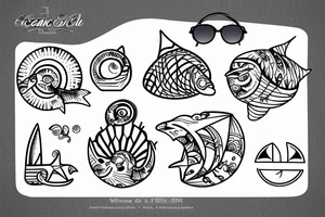 Ratchet style with the topic ocean and beach tattoo idea