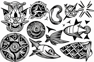 Ratchet style with the topic ocean and beach tattoo idea