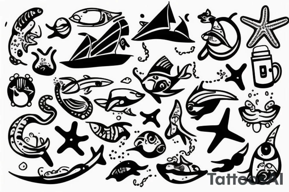 Ratchet style with the topic ocean and beach tattoo idea
